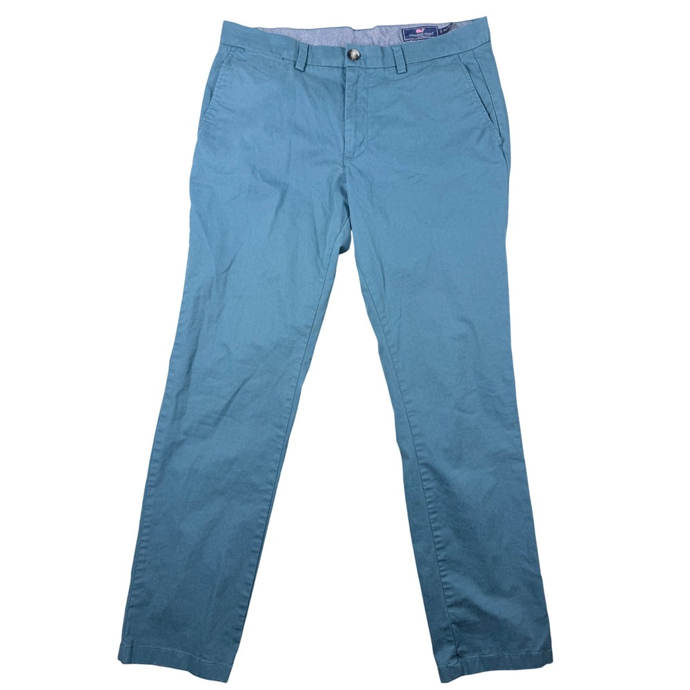 Vineyard Vines Mens Breaker Pant 34x32 Teal Blue Chino Straight Leg 1P1290